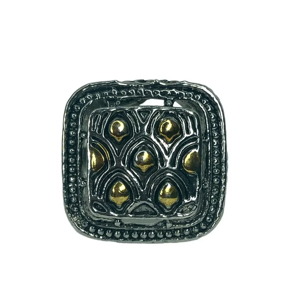 Silver and Gold Square Ring - Size 8
